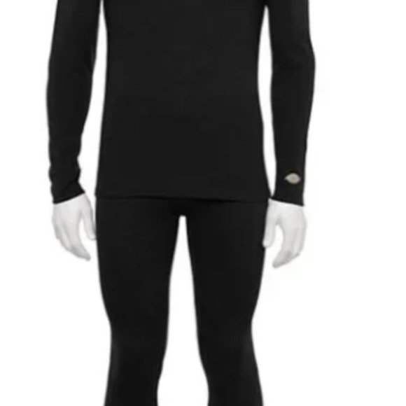 MENS BLACK DICKIES BASE LAYER WAFFLE-KNIT HENLEY & PANT SET SIZE XL - Picture 1 of 5
